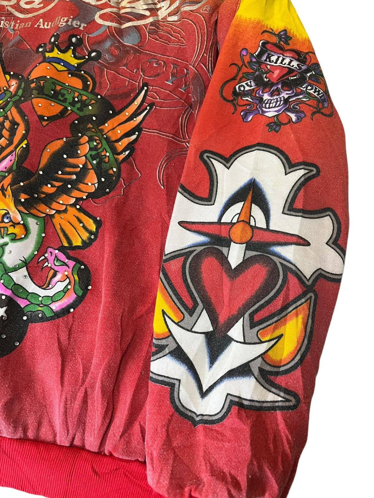 Ed Hardy × Vintage Ed Hardy Y2K Reversible Hooded Zipper Size US L / EU 52-54 / 3 - 3 Thumbnail