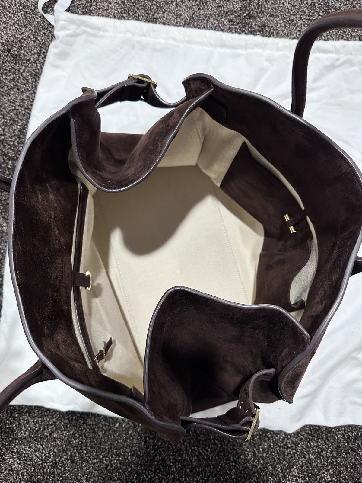 The Row The Row Soft Margaux 17 Brown Suede Leather Top Handle Bag Size ONE SIZE - 8 Thumbnail