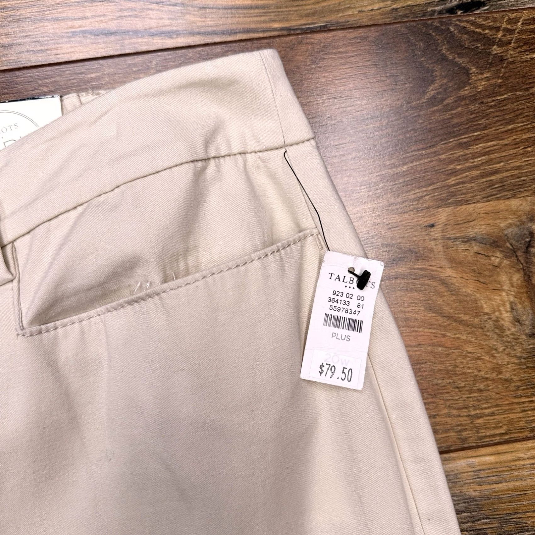 Talbots Talbots Cropped Pants Womens 20W Beige High Rise Stretch Twill Cotton Spandex Zip Button Tapered Regular Inseam 26.5 in Logo Size 42" / US 20 - 5 Thumbnail