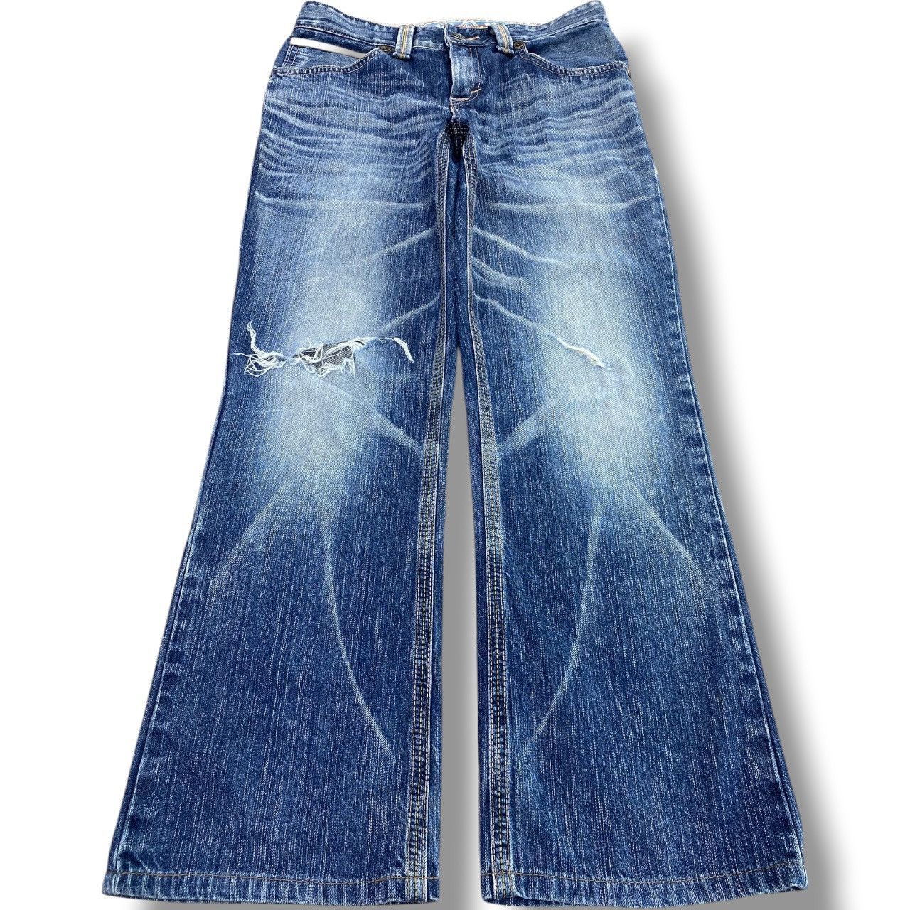 Edwin Edwin Faded Wash Ripped Whiskered Style Loose Jeans Size US 30 / EU 46 - 1 Thumbnail