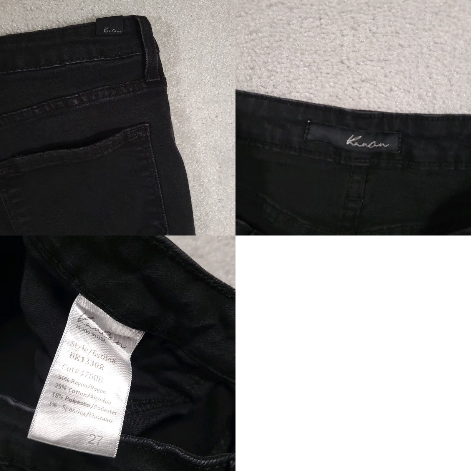 Vintage KanCan Jeans Women 27 Black Skinny Stretch Pockets Made In USA 90s Womens Size 27" / US 4 / IT 40 - 9 Thumbnail