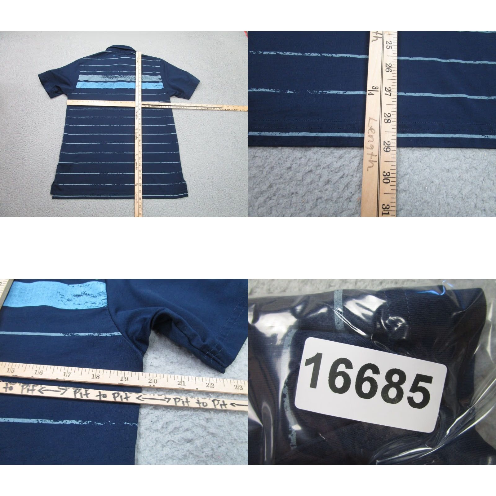 TravisMathew Travis Mathew Mens Medium Blue Striped Polo Shirt Golf Casual Summer Size US M / EU 48-50 / 2 - 8 Thumbnail