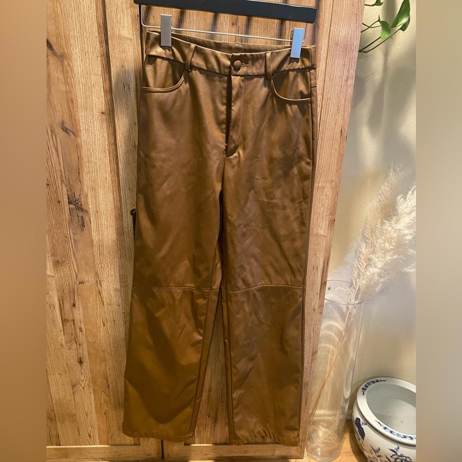 Other Faux brown leather pants fits Size 4-6 Size 27" / US 4 / IT 40 - 1 Thumbnail