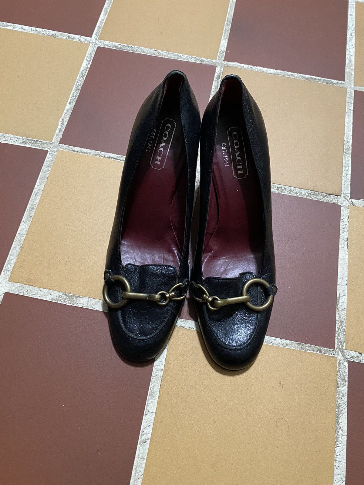 Coach Vintage Coach Aubry Black Leather Kitten Heel Loafers 6D Size US 6 / IT 36 - 1 Thumbnail