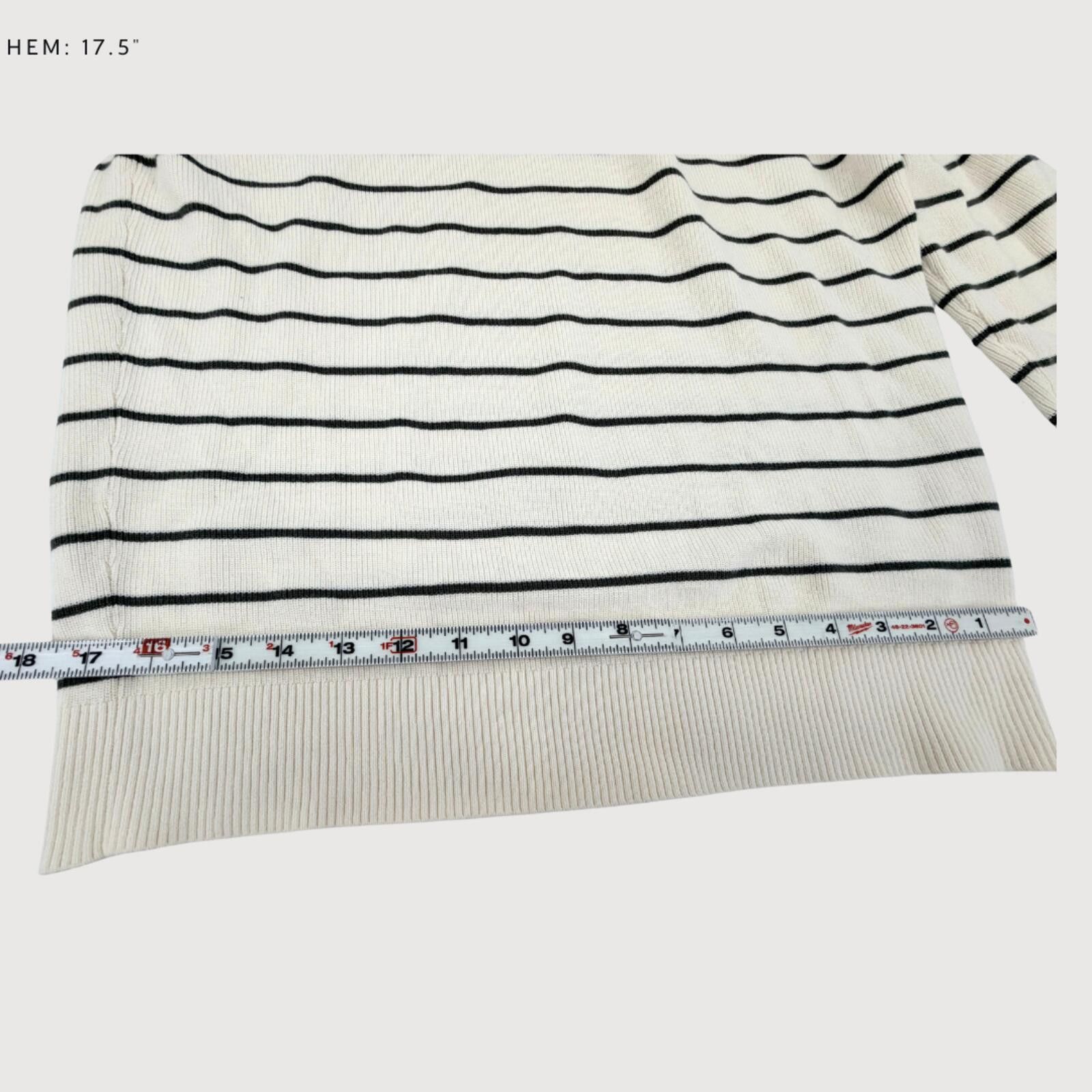 Massimo Dutti Massimo Dutti Zip Sweater Cream Striped Cotton L Size US L / EU 52-54 / 3 - 7 Thumbnail