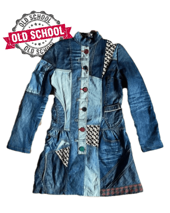 image of Avant Garde x Desigual Funky Denim Coat Patchwork Jean Jacket Mixed Media, Women's (Size XS)