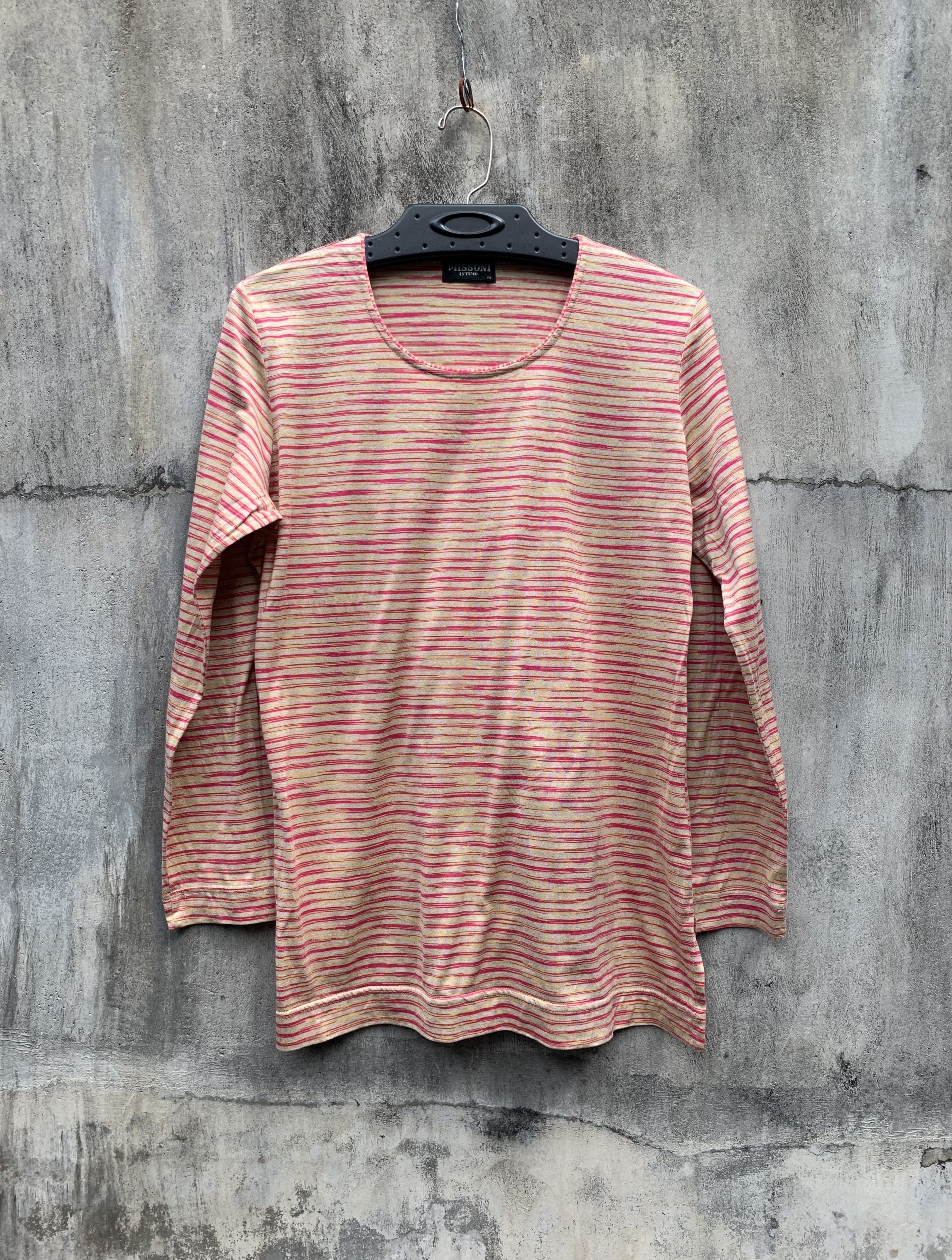 Missoni Vintage Missoni Intimo Stripes Longsleeve Top Tee Size M / US 6-8 / IT 42-44 - 1 Thumbnail