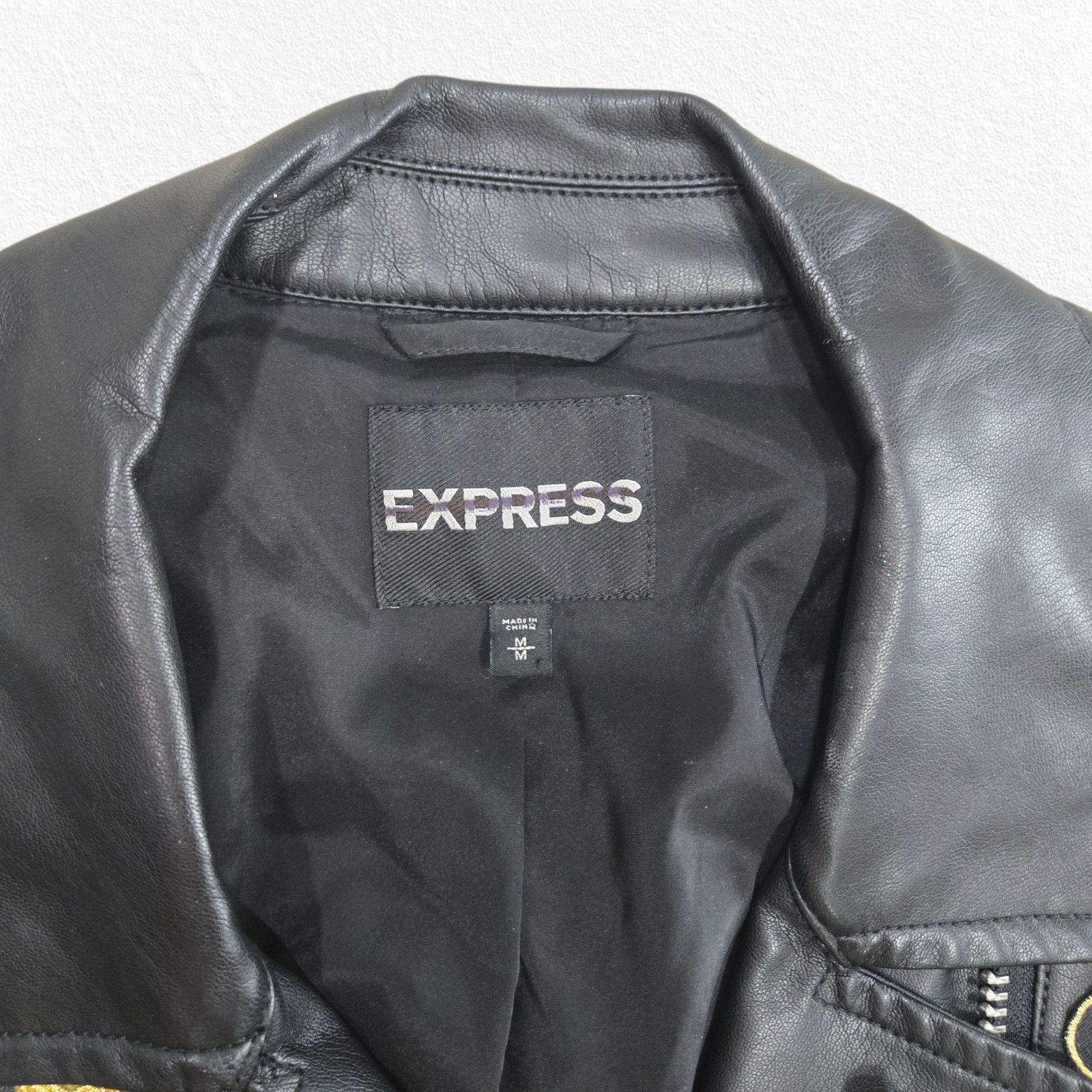 Express Black Faux Leather Moto Jacket Y2K Rocker Size Medium Size M / US 6-8 / IT 42-44 - 4 Thumbnail