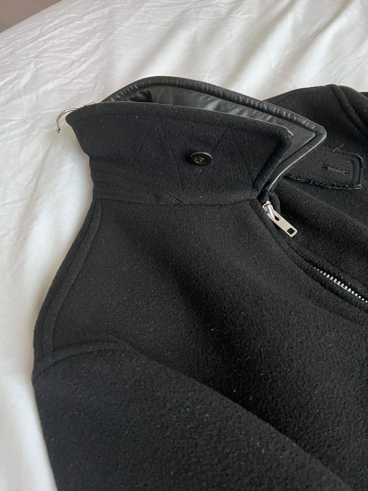Yohji Yamamoto AW04 Backzip Heavy Wool Leather Collared Jacket Size US M / EU 48-50 / 2 - 7 Thumbnail