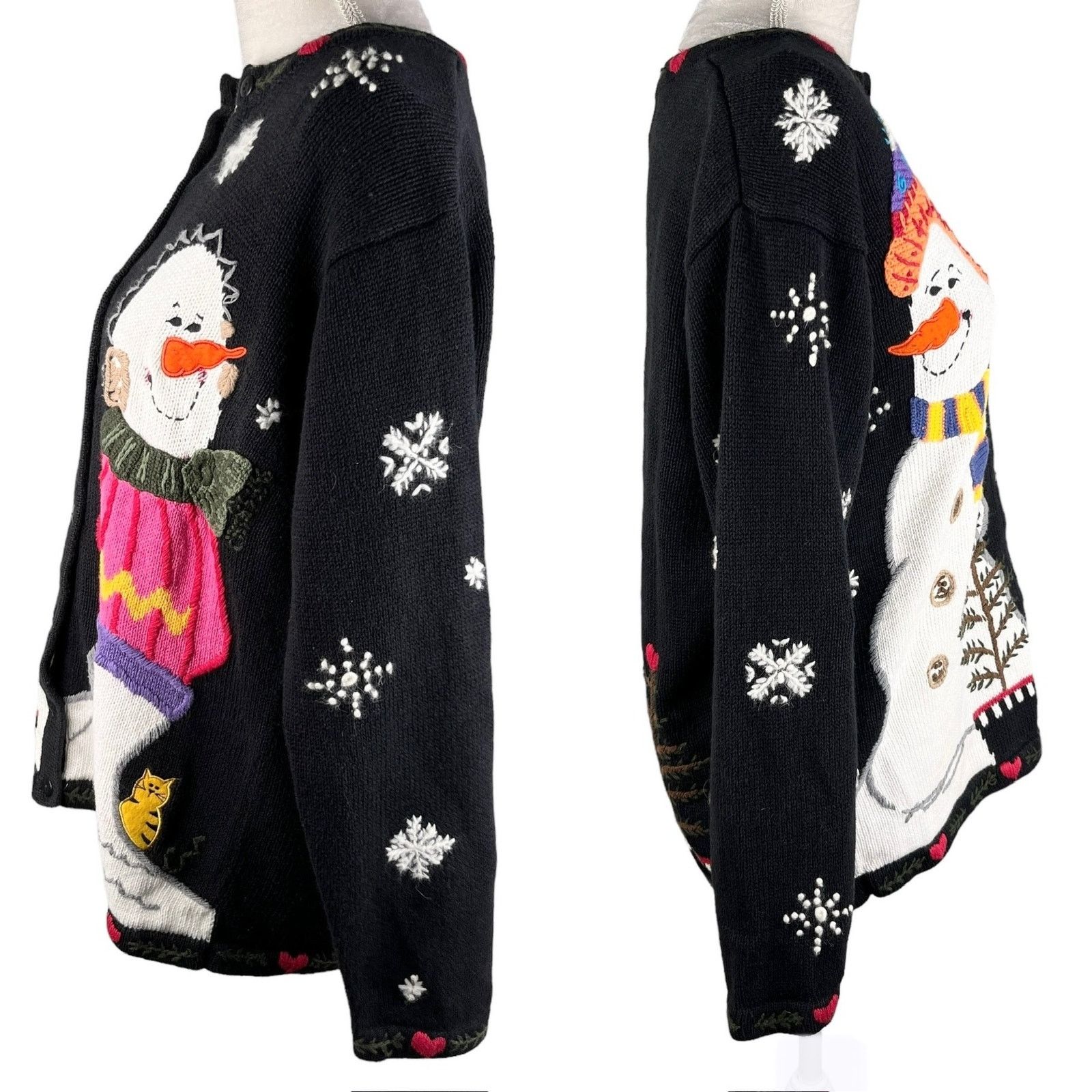 Other Quacker Factory Snowman Sweater M Button Down Embroidered Size M / US 6-8 / IT 42-44 - 5 Thumbnail