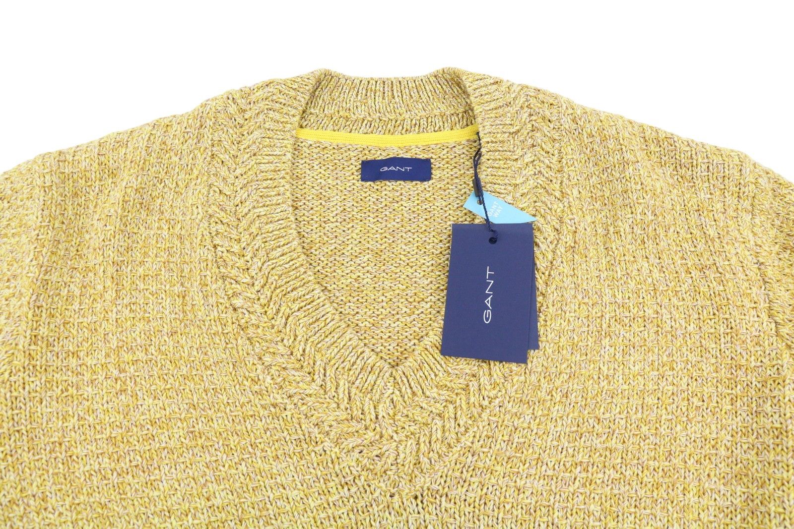 Gant TWISTED COLOR V-NECK XL Brimstone Yellow Knit Jumper 87252 Size US XL / EU 56 / 4 - 4 Thumbnail