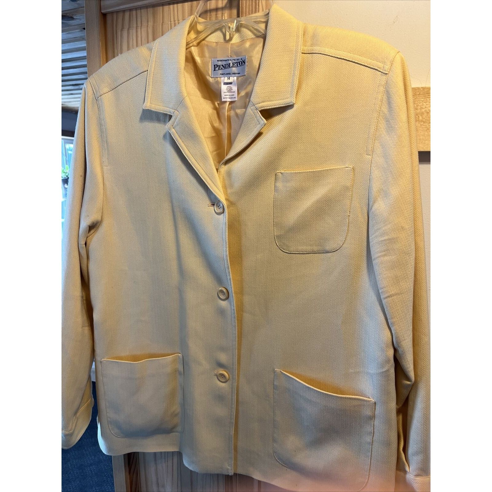 Pendleton Pendleton Womens 14 Wool Silk Blend yellow Dress Suit Blazer Size XL / US 12-14 / IT 48-50 - 13 Thumbnail