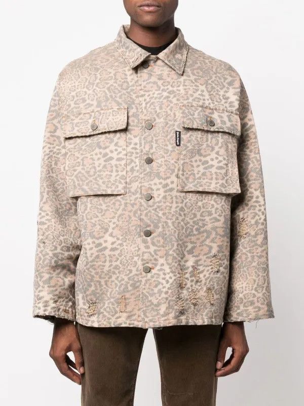 Palm Angels o1y0325 Logo Jacket in Leopard Size US M / EU 48-50 / 2 - 2 Thumbnail