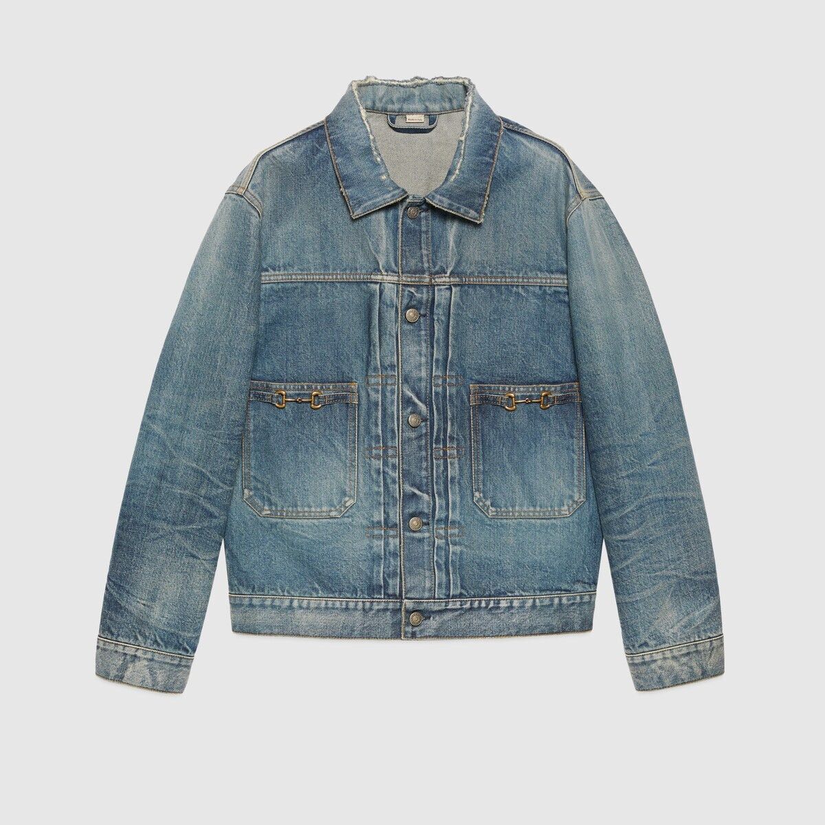 Gucci o1mt1gz0725 Denim Jacket With Horsebits in Blue Size US S / EU 44-46 / 1 - 1 Thumbnail