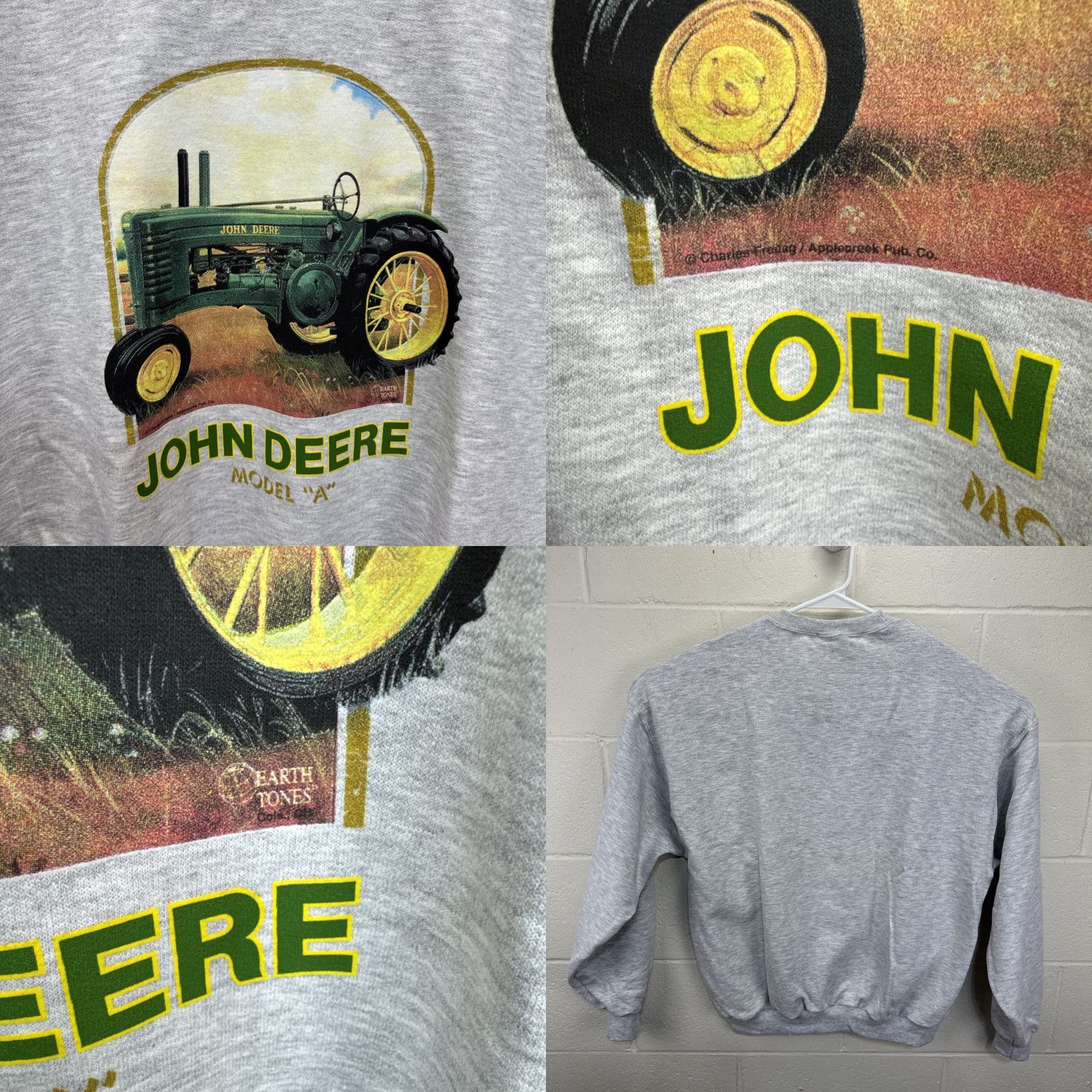 Jerzees VINTAGE John Deere Sweatshirt Mens XL Gray Graphic Print Tractor Crewneck Jerzees Size US XL / EU 56 / 4 - 9 Thumbnail