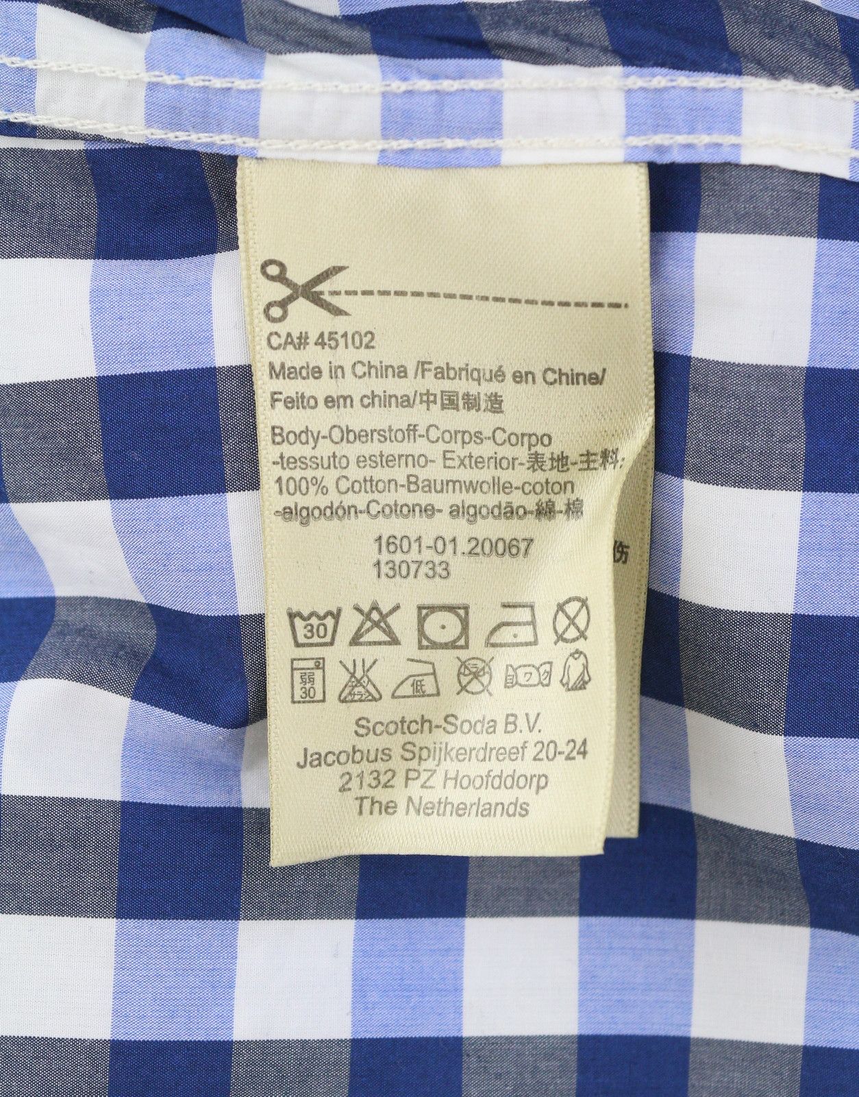 Scotch & Soda S Blue Checked Cutaway Button-Up Long Sleeve Shirt 89050 Size US S / EU 44-46 / 1 - 9 Thumbnail