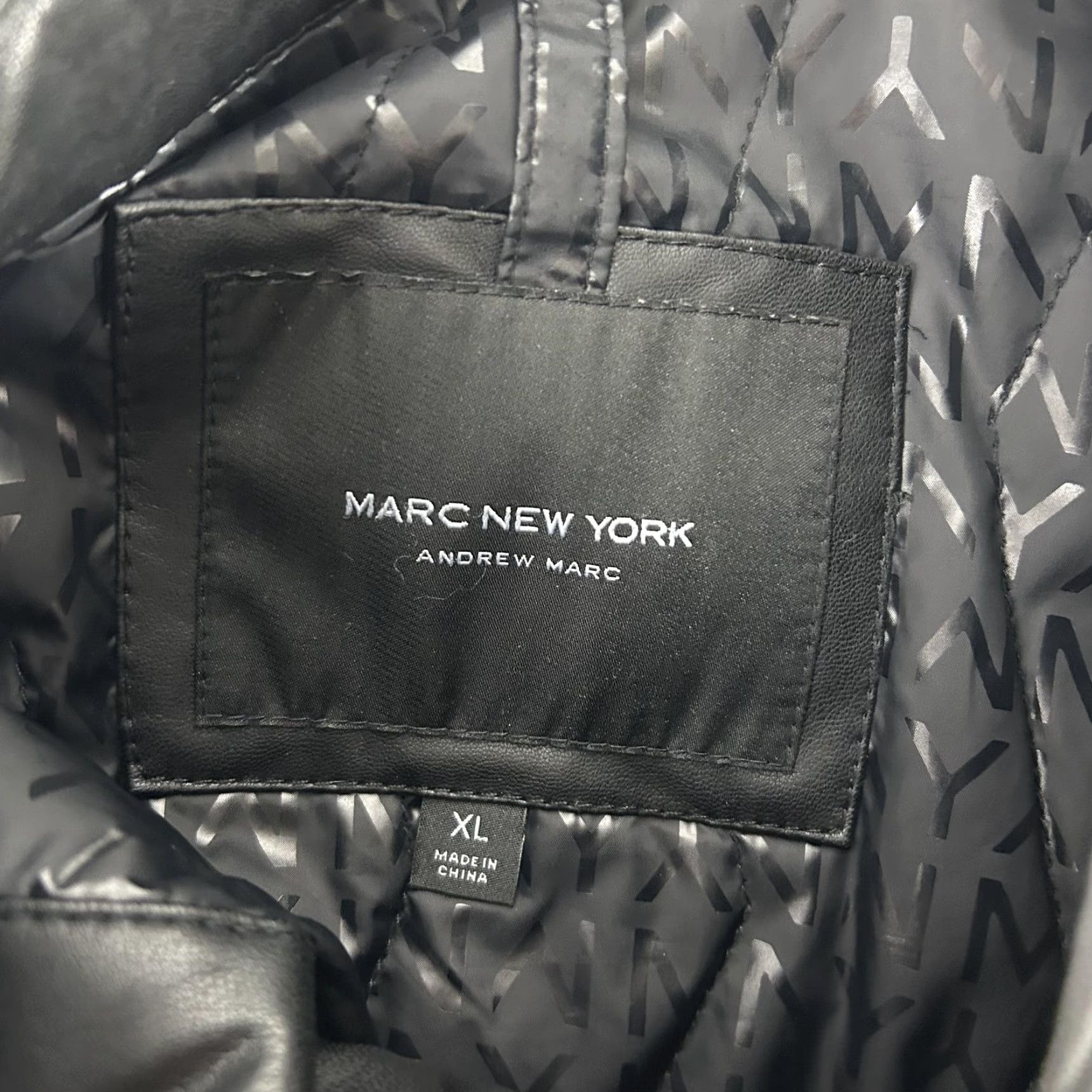 Vintage Marc New York Jacket Mens XL Black Faux Leather Motorcycle Quilted Zip Pockets Size US XL / EU 56 / 4 - 4 Thumbnail