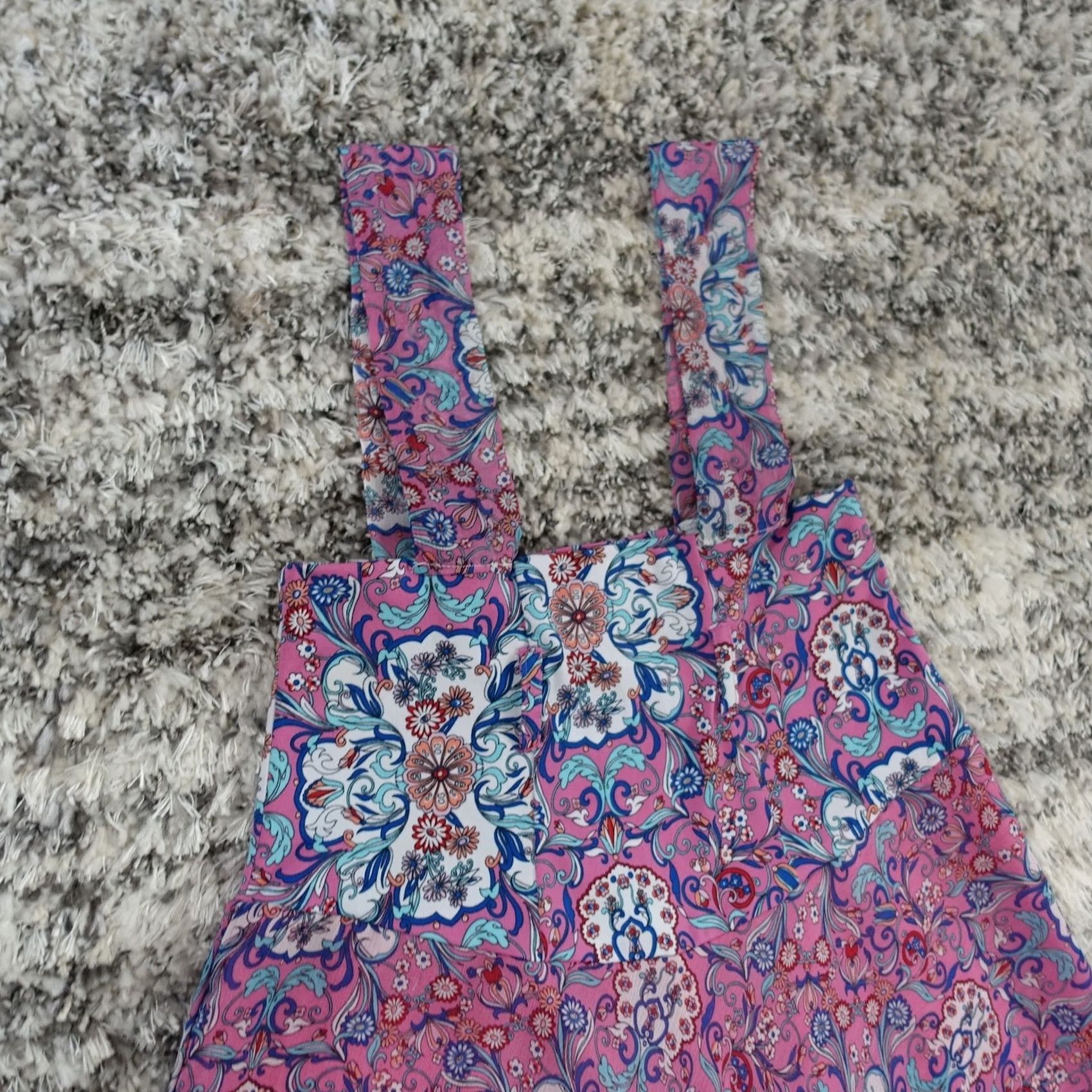 Vintage BISOU BISOU Dress Womens Maxi Sleeveless Floral Ruffles Boho VTG Pink Square Neck Long Casual Party/Cocktail Travel Size M / US 6-8 / IT 42-44 - 3 Thumbnail