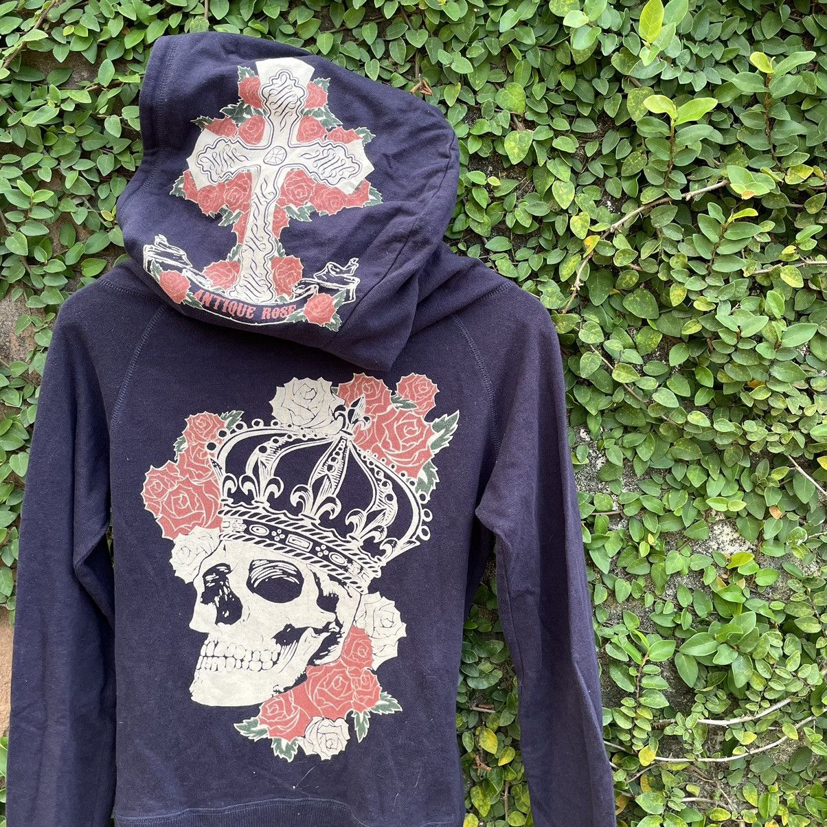 Le Grande Bleu (L.G.B.) D.I.A RoseSkull Hoodie Y2K Size S / US 4 / IT 40 - 8 Thumbnail