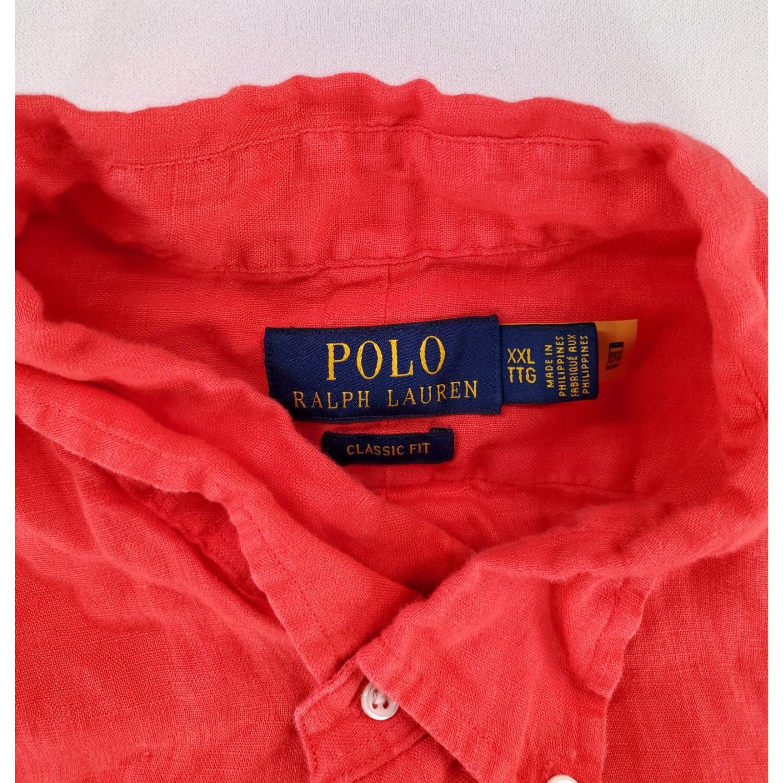 Polo Ralph Lauren Polo Ralph Lauren Shirt Mens XXL Red Linen Short Sleeve Button-Down Classic Fit Size US XXL / EU 58 / 5 - 2 Thumbnail