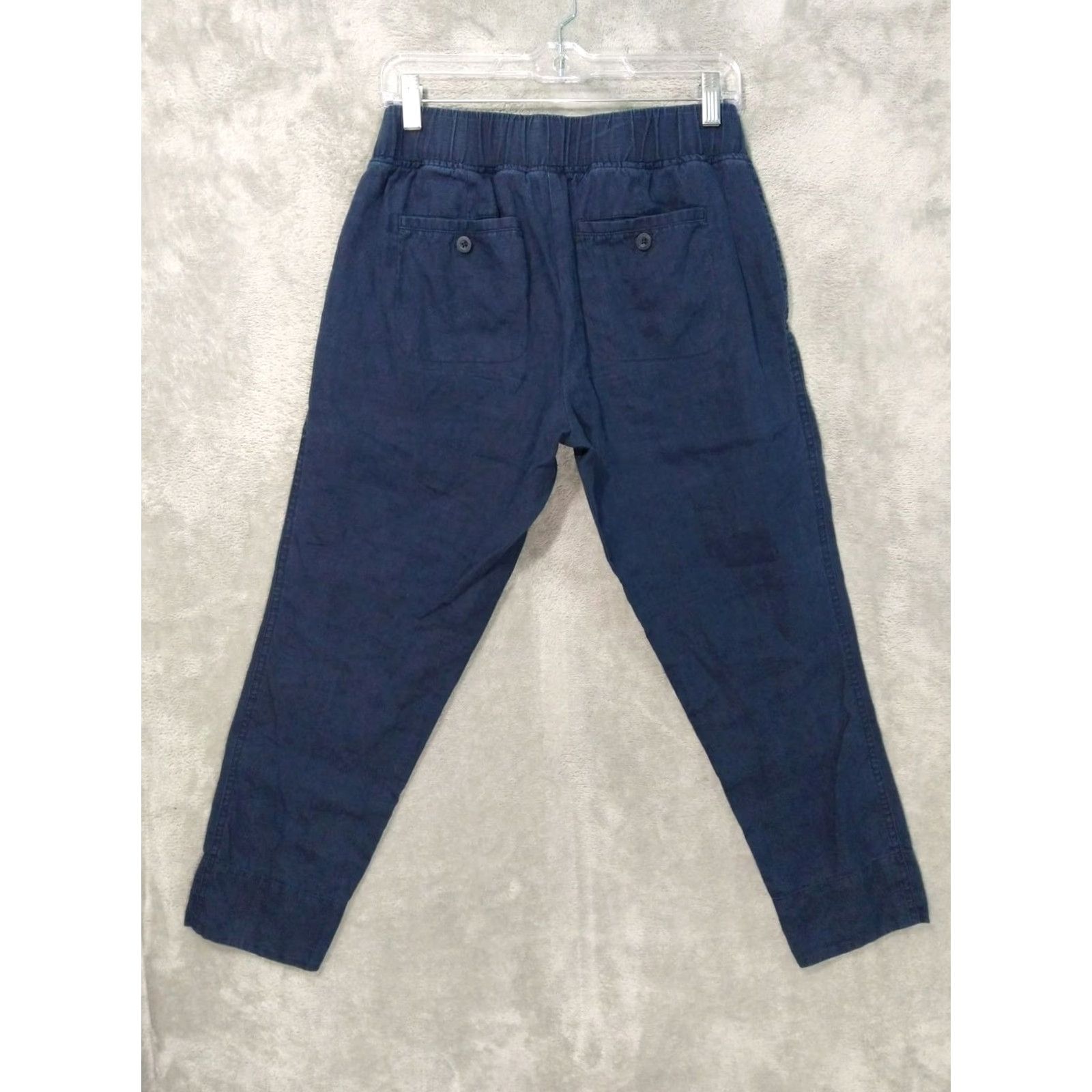 Athleta Athleta Pants Womens 4 Navy Blue Linen Ankle Taper Leg Pull On Mid Rise Pants Size 27" / US 4 / IT 40 - 2 Thumbnail