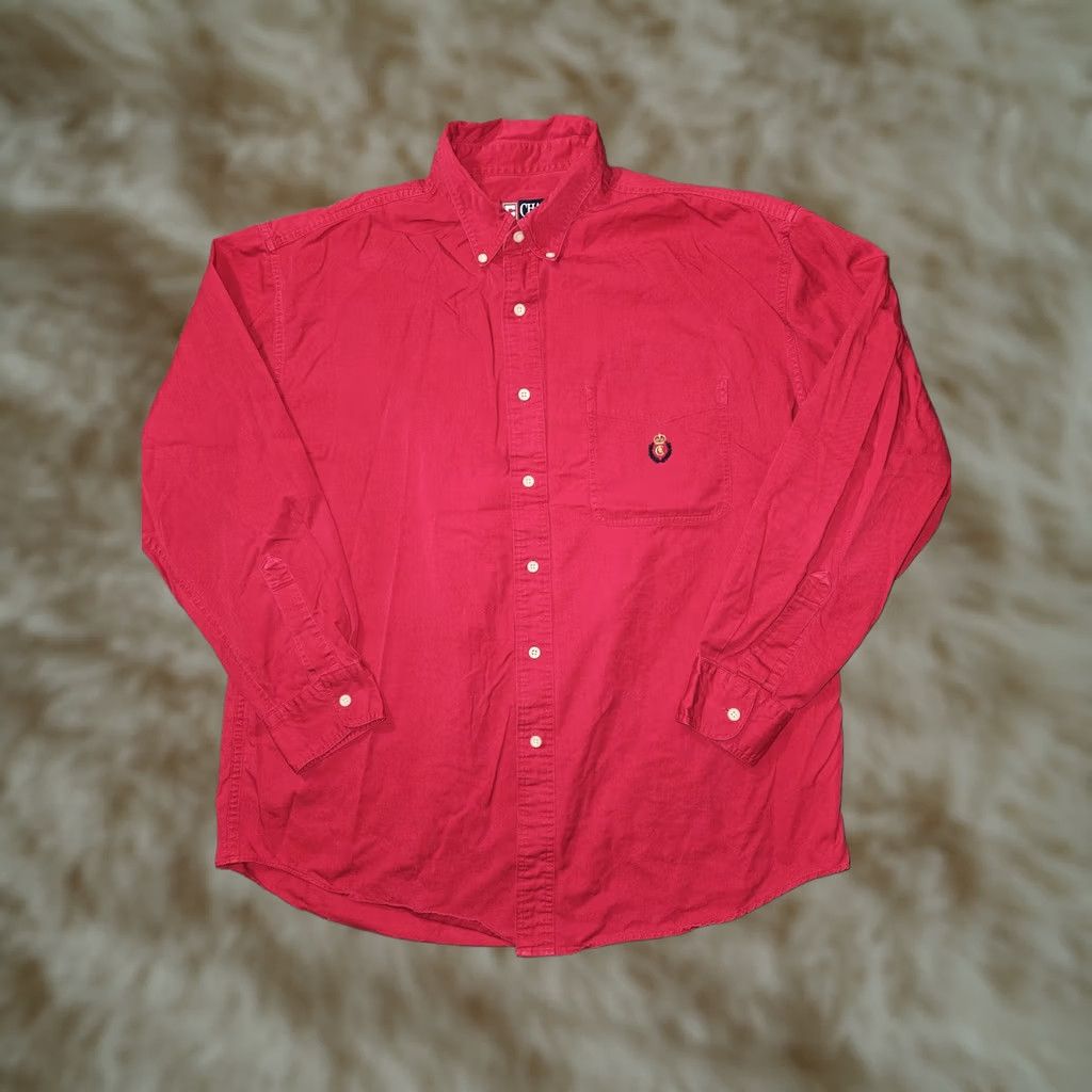 Chaps VINTAGE Chaps Ralph Lauren Shirt Mens XL Red Button-Down Crest Logo Casual Size US XL / EU 56 / 4 - 1 Thumbnail