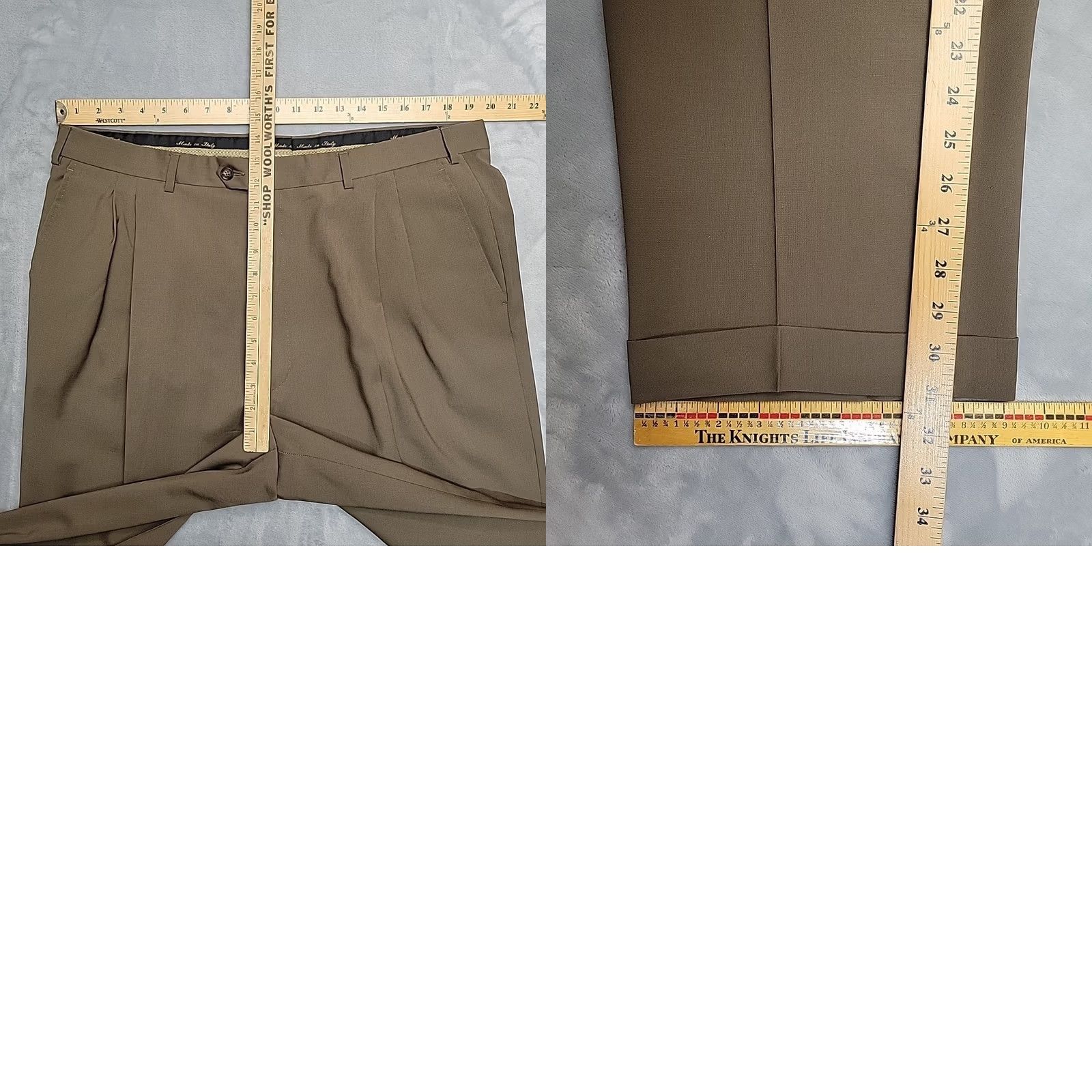 Lands' End Lands' End Angelico Dress Pants Mens 40x31 Brown 100% Tasmanian Wool Pleated Italy Cuffed Dress Pants Mens Brown Wool Pleated Italy Tasmanian Vintage? Size US 40 / EU 56 - 9 Thumbnail