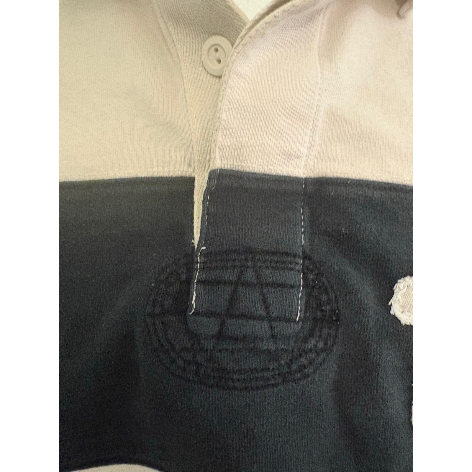 Structure Vintage Y2K Structure White and Navy Blue Rugby Shirt. Size US L / EU 52-54 / 3 - 6 Thumbnail