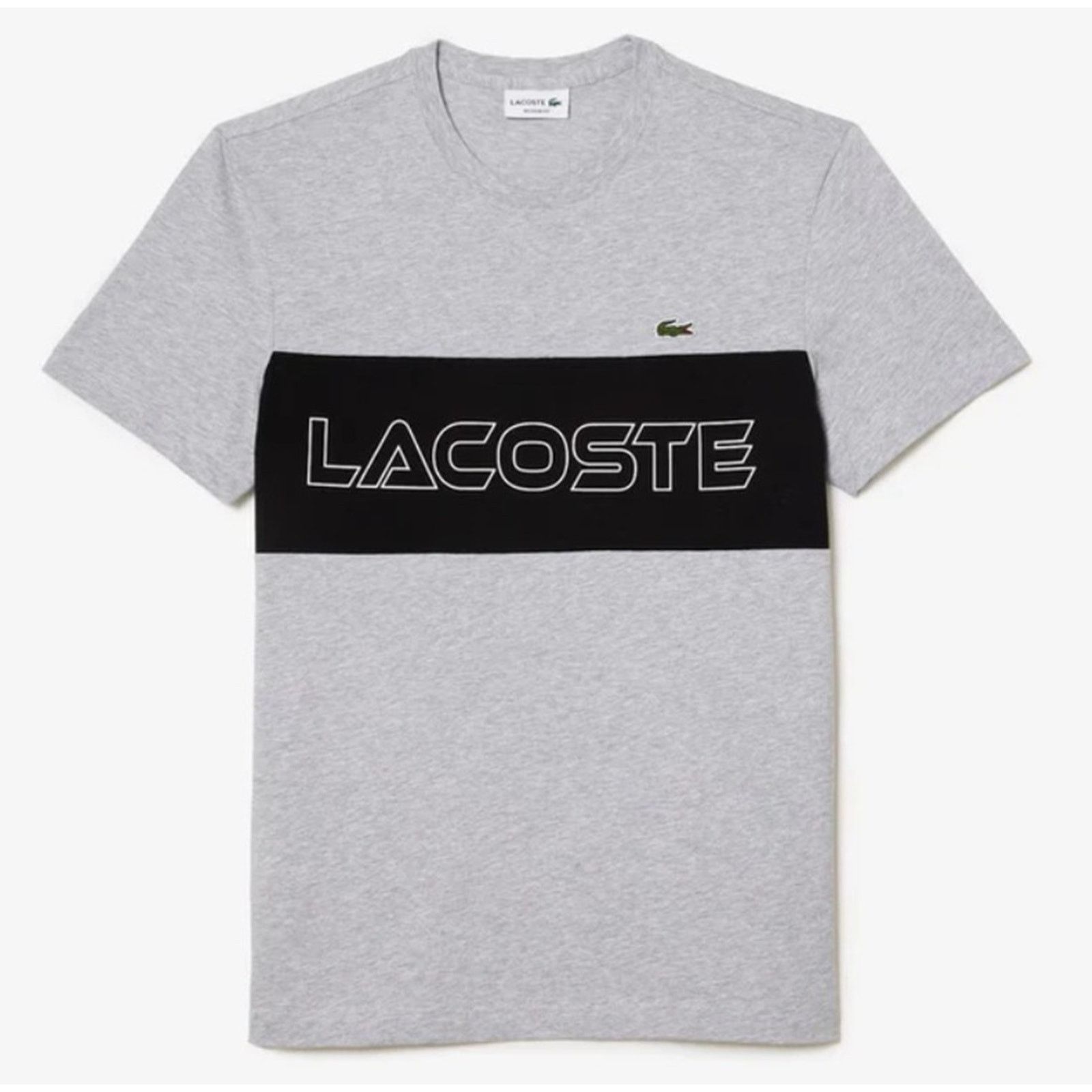 Lacoste Lacoste Men's Short Sleeve Wording T-Shirt Chine/Noir M Size US M / EU 48-50 / 2 - 3 Thumbnail