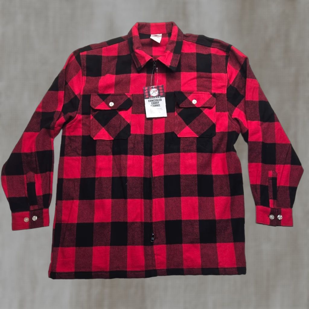 Rothco Rothco Concealed Carry Red Flannel Zip Shirt Buffalo Plaid 2X Big & Tall Jacket Army Pattern Size US XXL / EU 58 / 5 - 1 Thumbnail