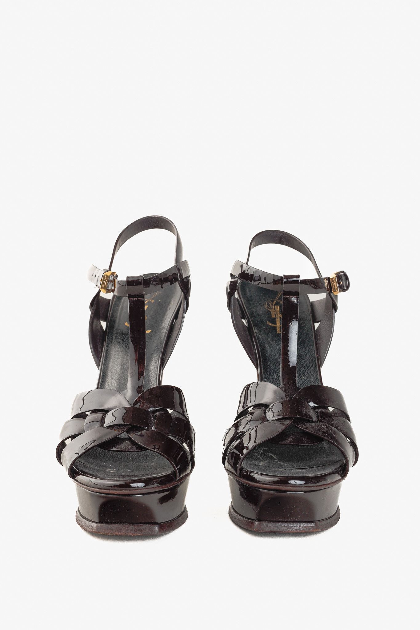 Yves Saint Laurent Saint Laurent Tribute Patent Leather Platform Sandal Size US 8.5 / IT 38.5 - 2 Thumbnail