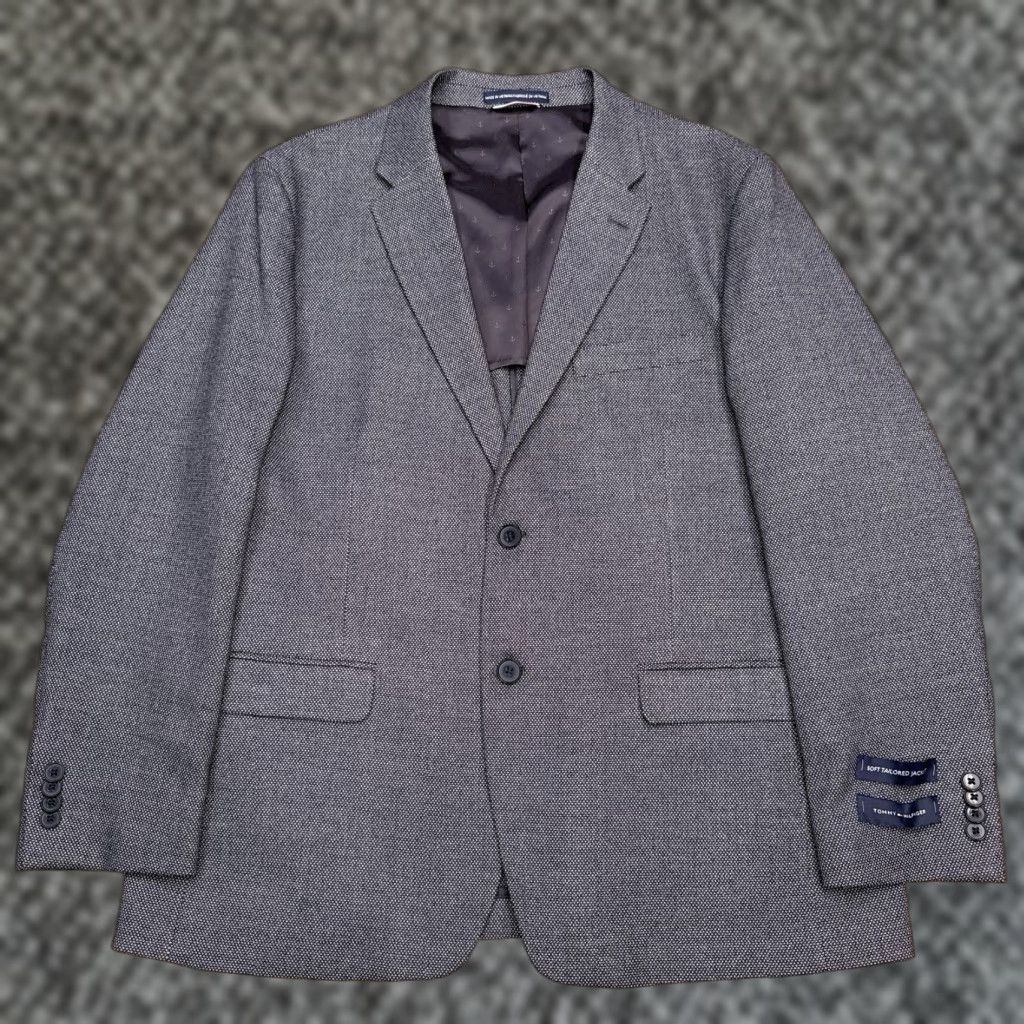 Tommy Bahama Tommy Bahama Blazer Gray Men S42 Notch Lapel Two-Button 4-Button Notch Double-Vented Solid Polyester Rayon Spandex Short Regular Vintage: No Size 42R - 1 Thumbnail
