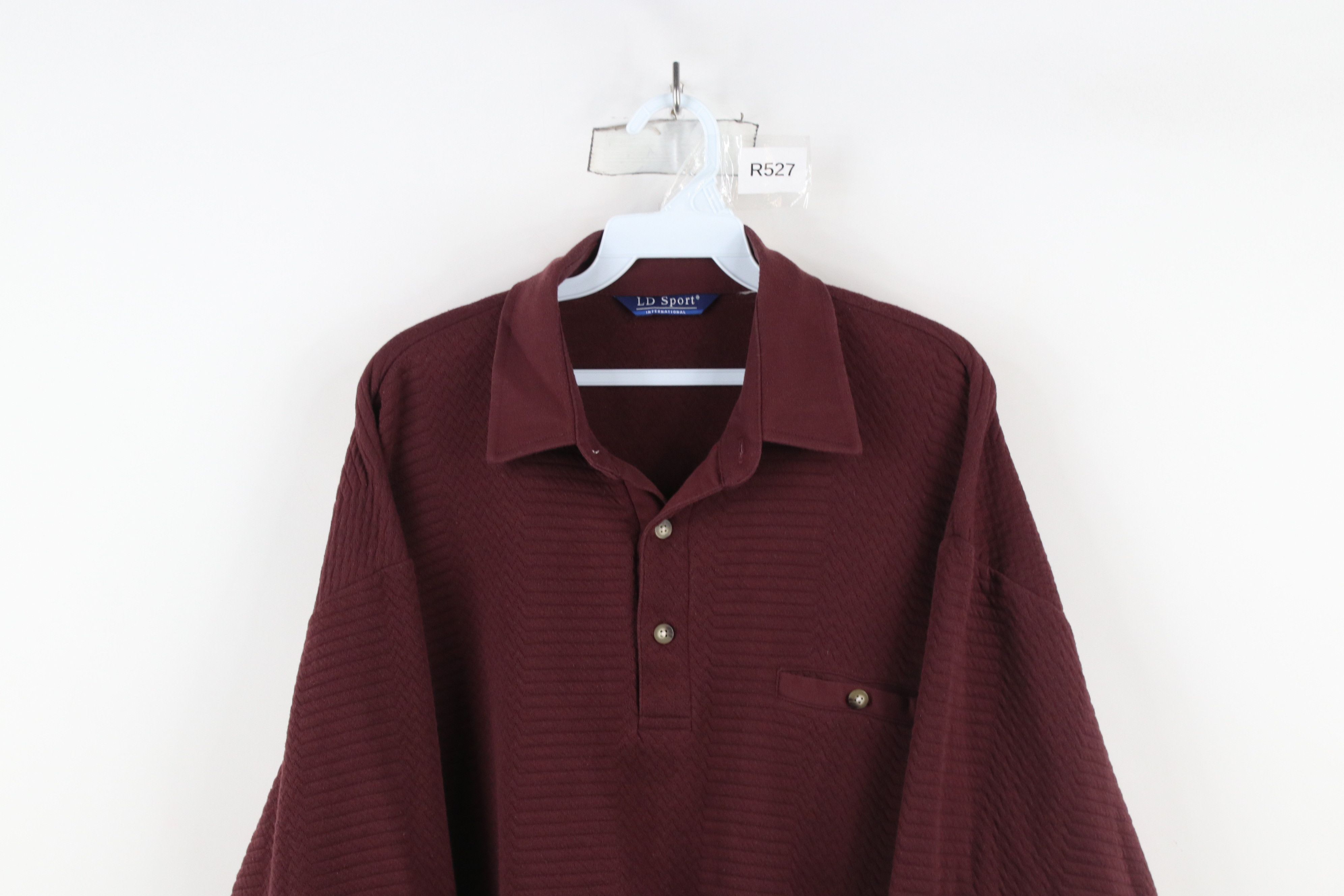 Vintage Vintage 90s Streetwear Textured Collared Long Sleeve Polo Size US XL / EU 56 / 4 - 2 Thumbnail