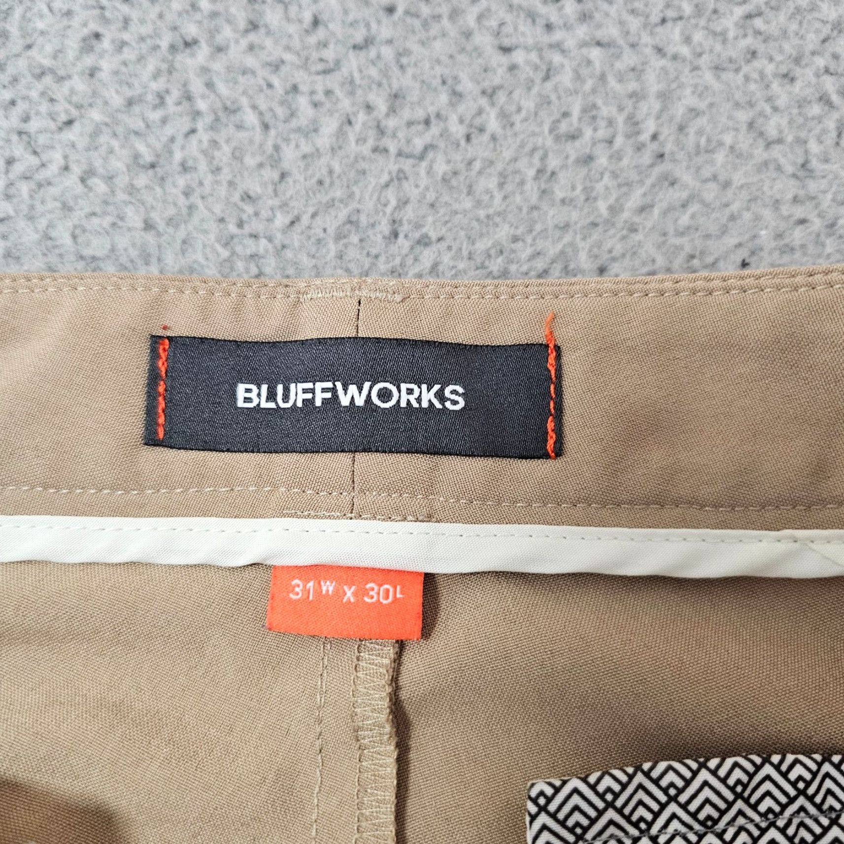 Vintage Bluffworks Pants Mens 31x27.5 Khaki Regular Chino Flat Front 100% Polyester Slim Fit Casual Workwear Modern Mens Regular Size US 31 - 3 Thumbnail