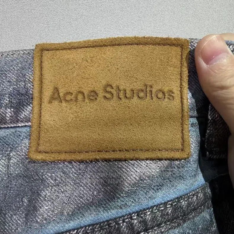Acne Studios Acne Studios Silver Wax-Coated Jeans Size US 32 / EU 48 - 3 Thumbnail