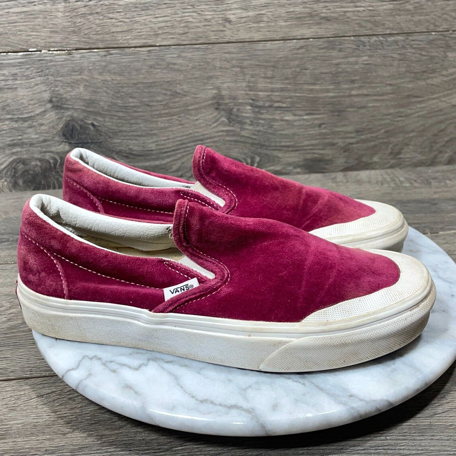 Vans slip cheap on velour