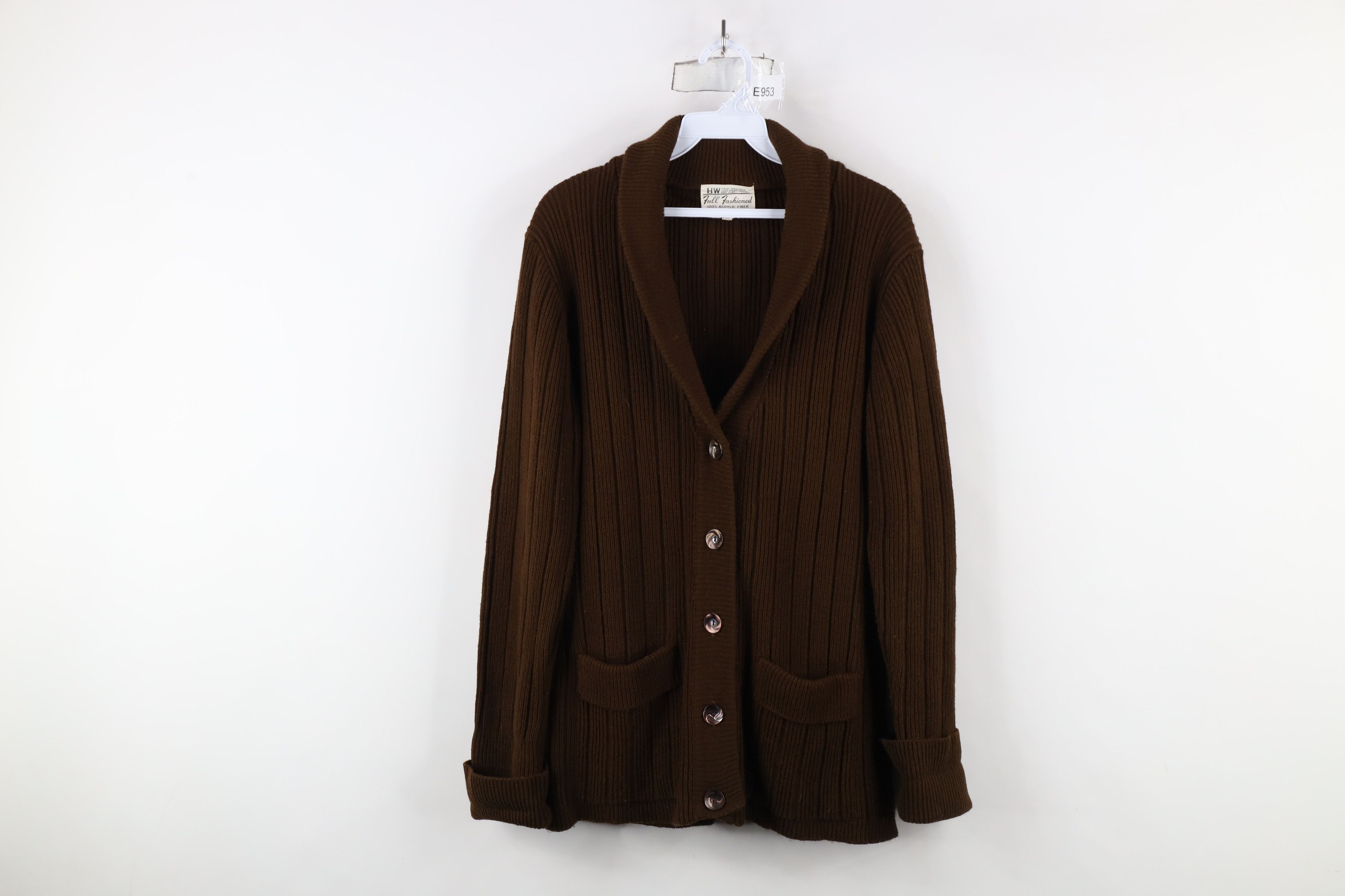 Vintage Vintage 70s Streetwear Ribbed Knit Shawl Cardigan Sweater Size L / US 10 / IT 46 - 1 Thumbnail
