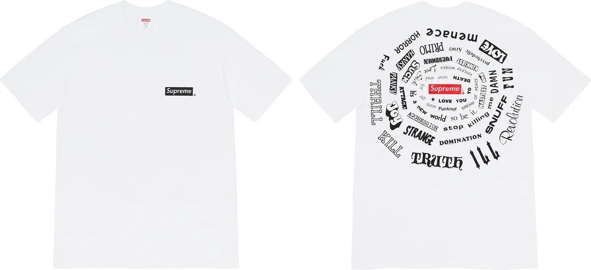 image of Supreme Spiral Tee in White, Men's (Size Medium)