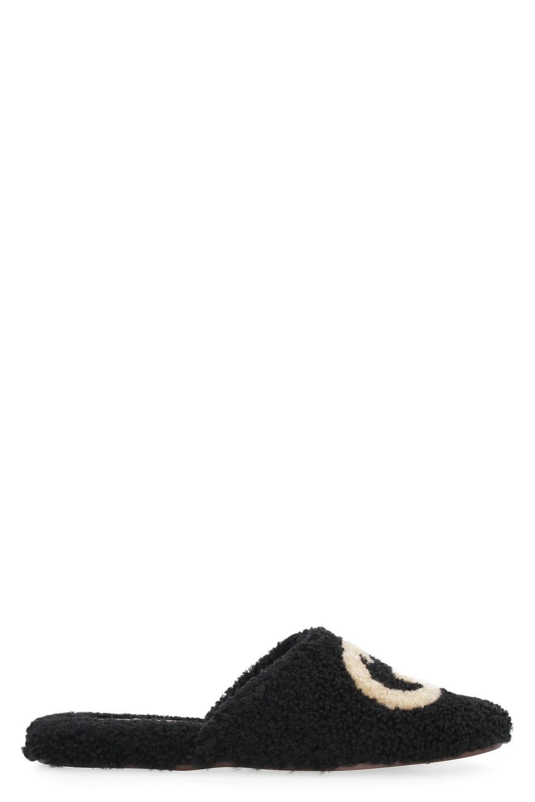 o1mle0125 Textured Almond Toe Slippers in Black