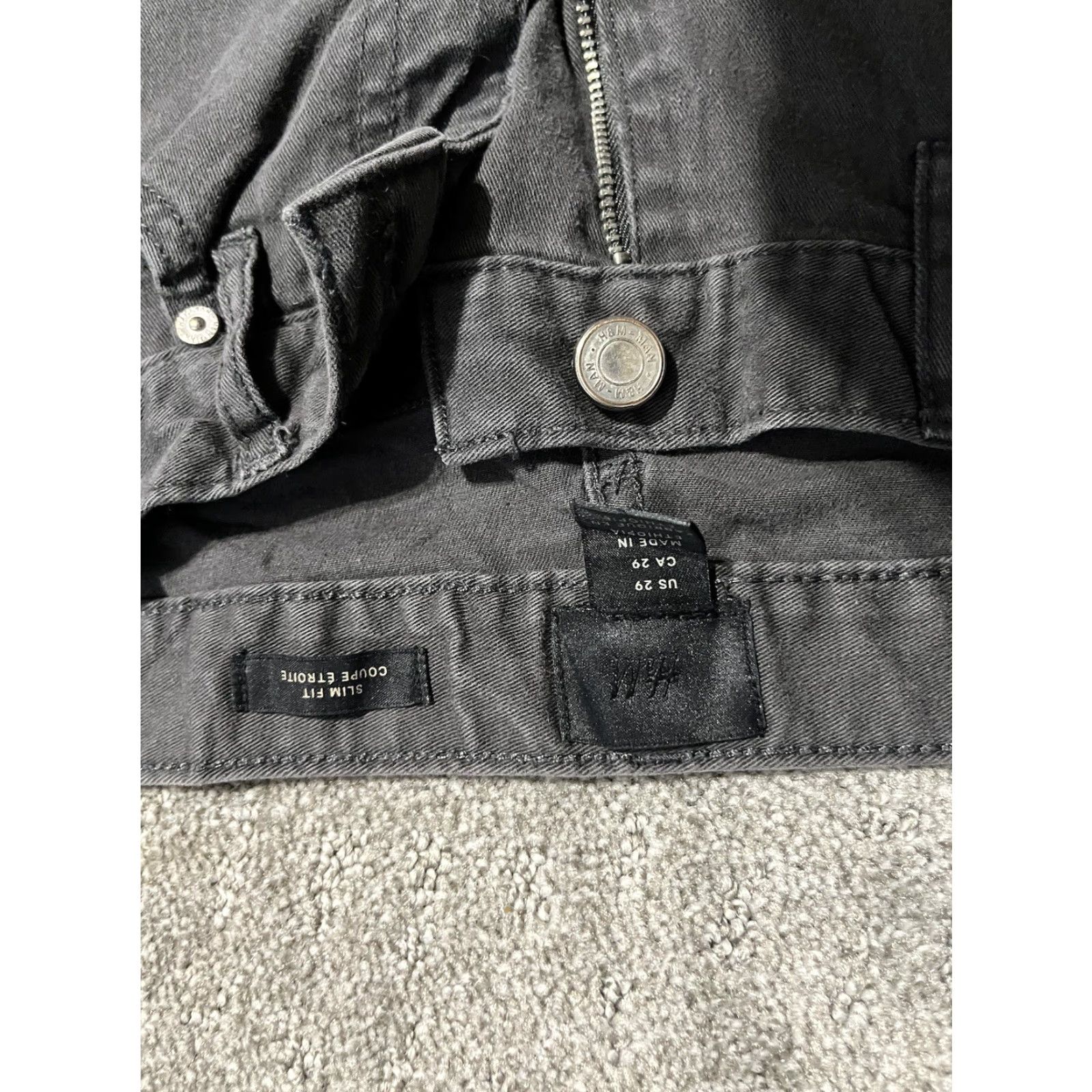 H&M H&M Men's Slim Fit Stretch Flat Front Denim Pants Gray Flat Front Slacks Size 29x29 Pants Men Gray Slimming Front Zip Mens Size US 29 - 5 Thumbnail