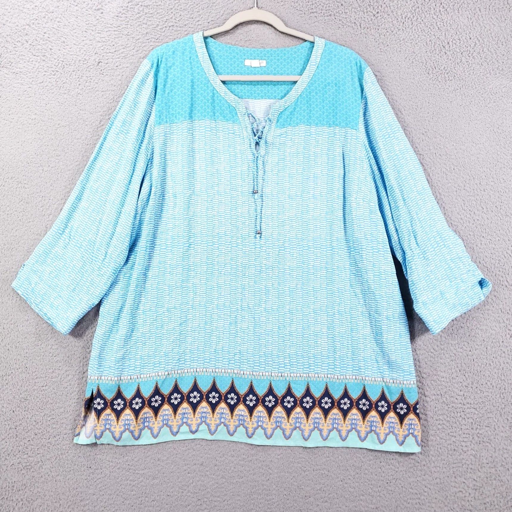 J. Jill VINTAGE J. Jill Boho Tunic Women's Large Blue Casual Top 2000s Spring Summer Fall Winter Size L / US 10 / IT 46 - 2 Thumbnail