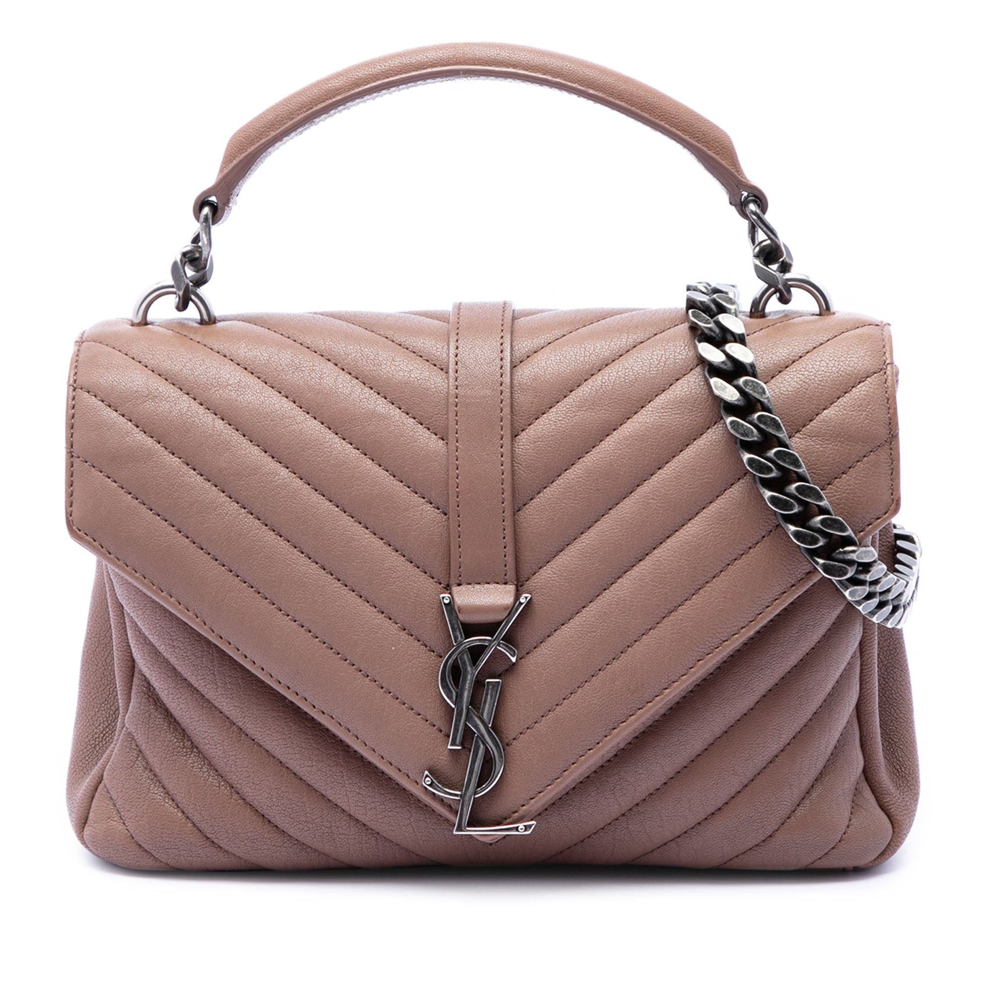 Saint Laurent Paris Medium Chevron Sheepskin Monogram College Satchel Size ONE SIZE - 1 Thumbnail