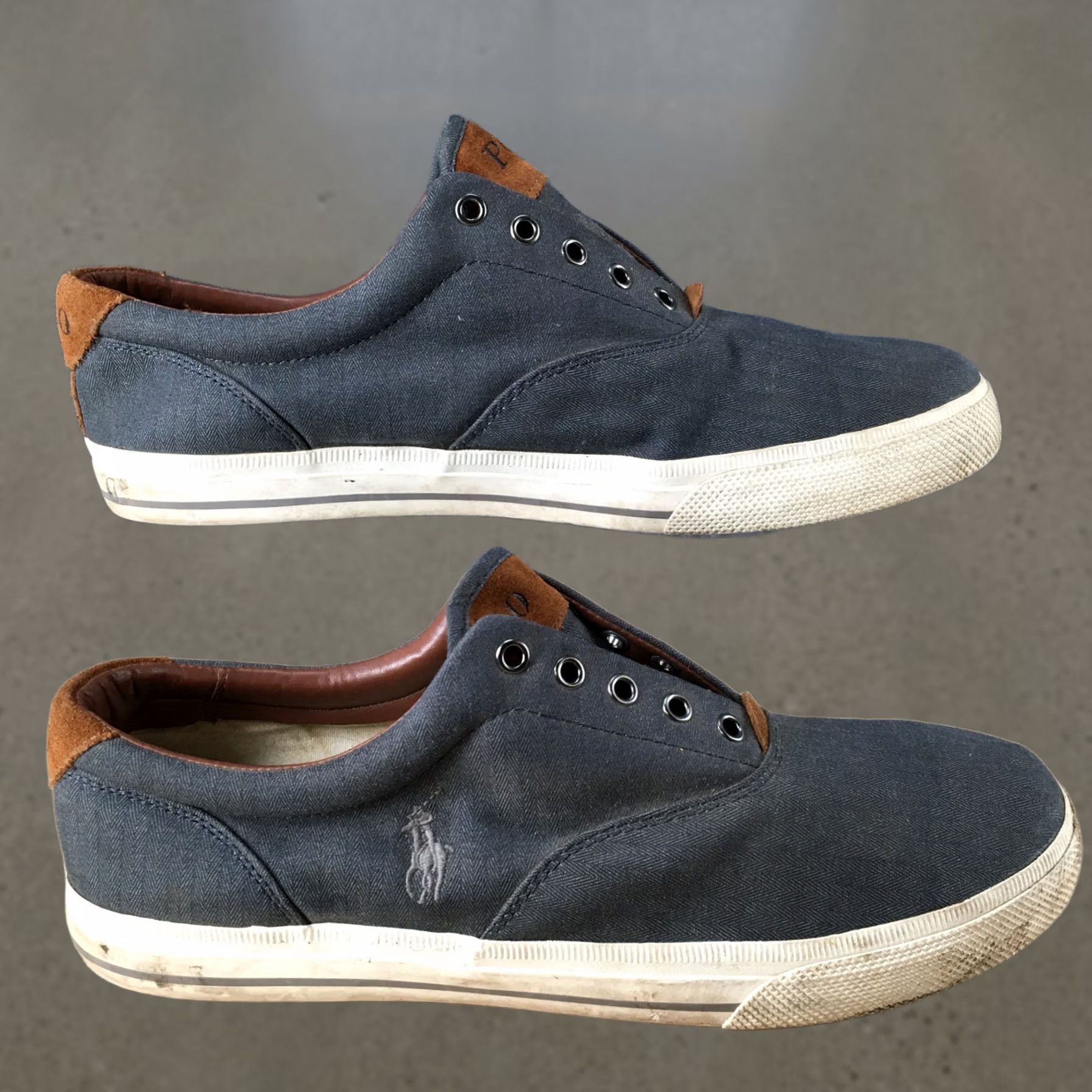 Ralph Lauren Polo Ralph Lauren Vaughn Chambray Herringbone Sneaker Shoes Mens 13D Blue Fabric Size US L / EU 52-54 / 3 - 1 Thumbnail