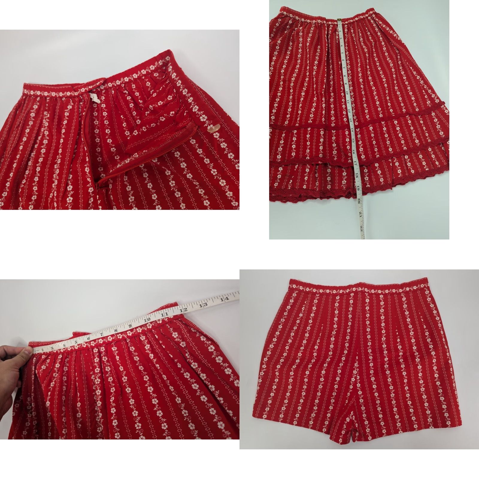 Vintage VINTAGE Lucie Linden Red Floral Vest Skirt Set 3pc 40 48 Size S / US 4 / IT 40 - 9 Thumbnail