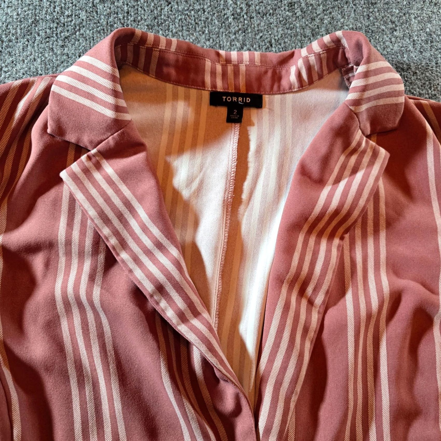 Torrid Torrid Blazer Women 2X Pink White Striped Long Sleeve Casual Career Classic Blazer (Plus) Size XXL / US 16-18 / IT 52-54 - 2 Thumbnail