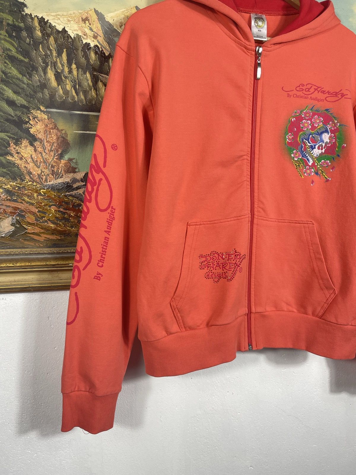 Christian Audigier × Ed Hardy × Vintage Ed Hardy Retro 00s Hoodie With Crystals Affliction Grunge Size S / US 4 / IT 40 - 6 Thumbnail
