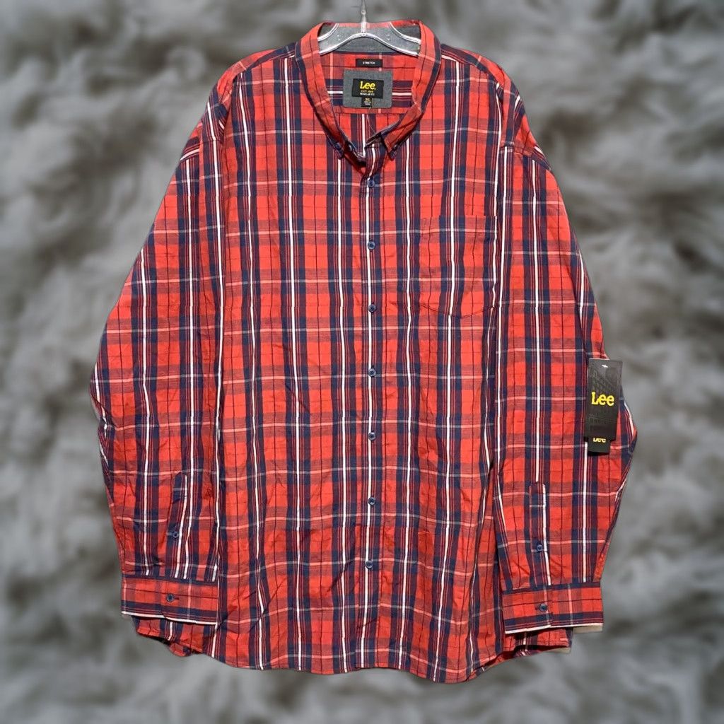 Lee VINTAGE Lee Red Plaid Button Shirt Mens 3XL Easy Care Stretch Preppy Casual Gorpcore NWT Size US XXL / EU 58 / 5 - 1 Thumbnail