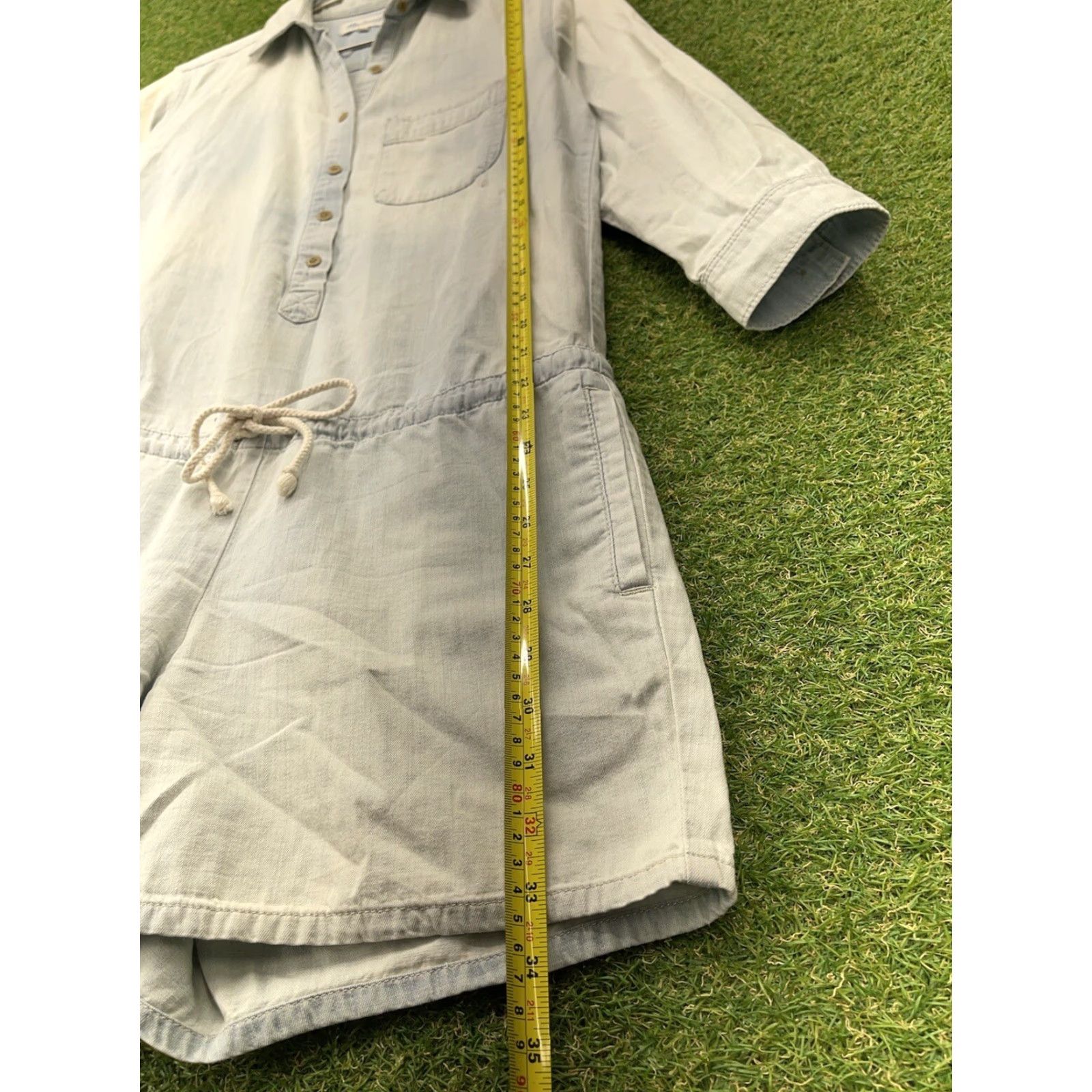 Madewell Madewell Chambray Pastime Romper Women’s Romper Denim Blue Button Shirt Size S Size S / US 4 / IT 40 - 6 Thumbnail