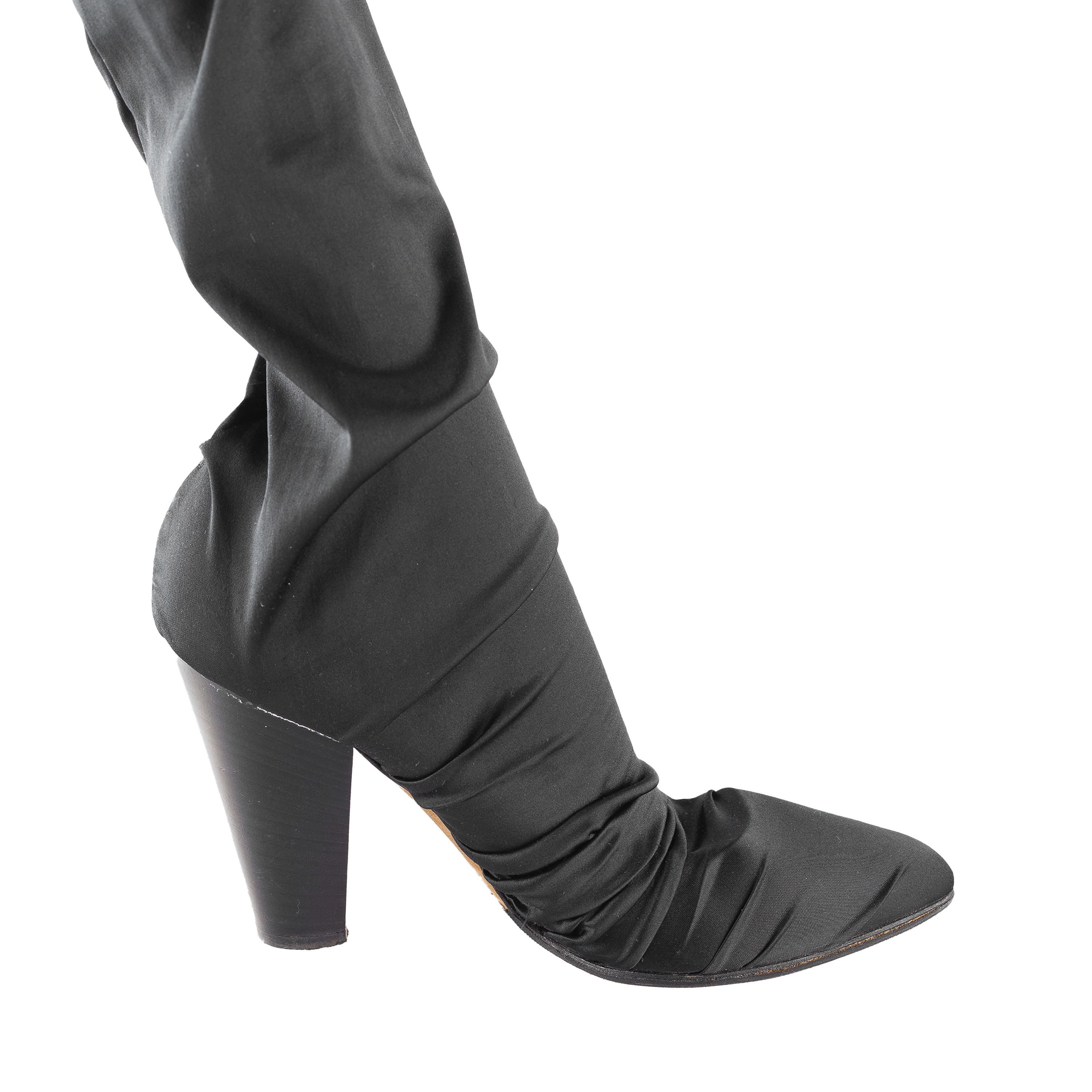 Dolce & Gabbana Dolce & Gabbana Vintage Black High-Stock Stretch Silk Boots Size US 6 / IT 36 - 5 Thumbnail