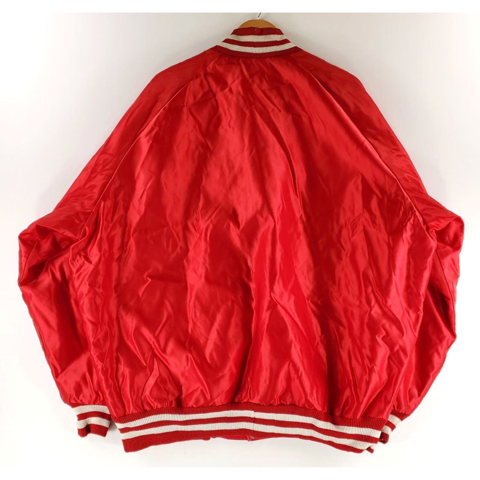 Vintage VINTAGE DeLong Nebraska Satin Bomber Jacket 4XL Red Mens 80s 90s Spellout Size US XXL / EU 58 / 5 - 5 Thumbnail